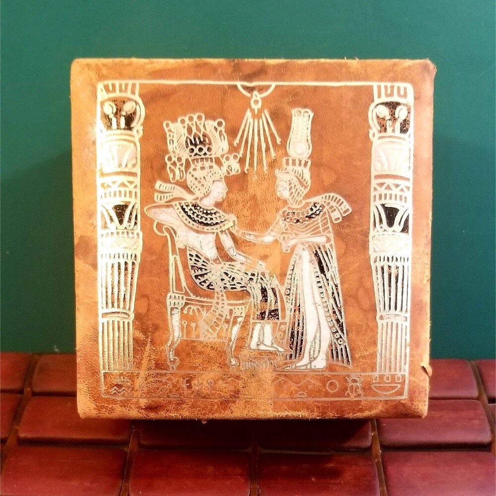 Vintage Egyptian Pharaoh Tutankhamun & Wife Jewelry Trinket Box